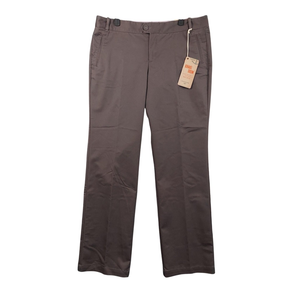 NEW Dockers Pants Womens 12 Brown Khakis Twill Stretch Flat Front Pockets Career